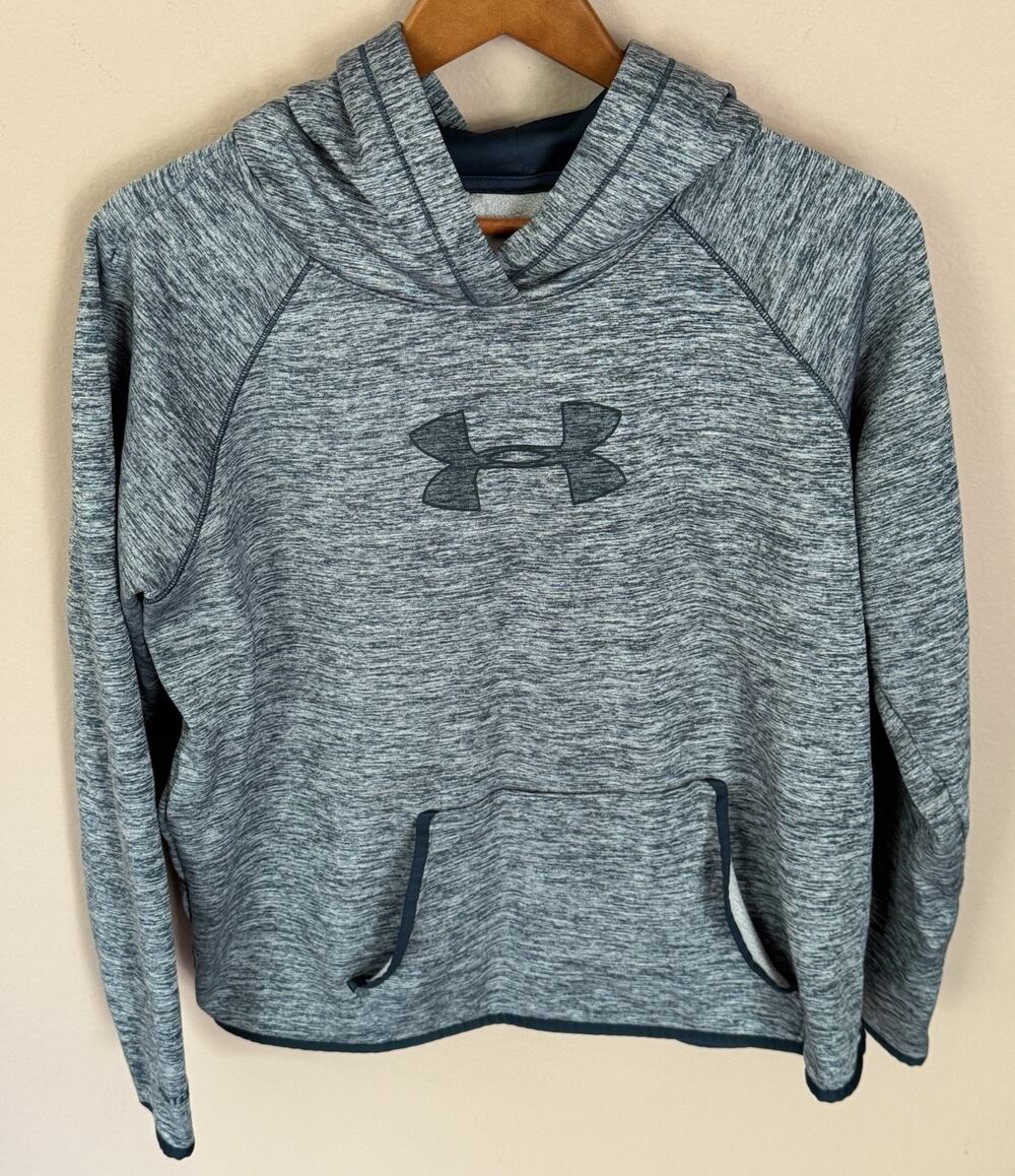 WOMENS UNDER ARMOUR LONG SLEEVE HOODED SWEATSHIRT Blue XL Cold Gear